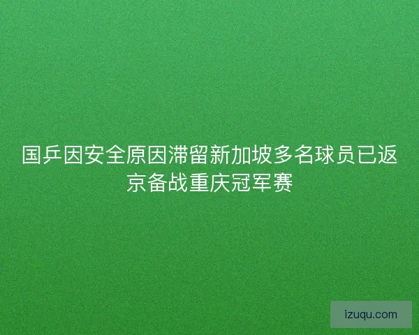 国乒因安全原因滞留新加坡多名球员已返京备战重庆冠军赛